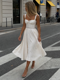 Amren | Sleeveless Structured Bodice Midi Dress