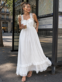 Leach | Sleeveless Ruffle Strap Flowing Skirt Midi Dress