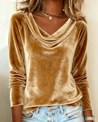 Elegant draped neck long sleeve top