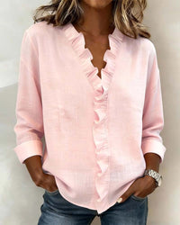 Sophie | Women's Ruffle V-Neck Long Sleeve Blouse Spring Top