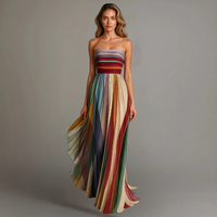 Effortless strapless pleated maxi summer dress