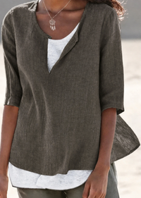 Maya | Women's 3/4 Sleeve Blouse Split Neck Casual Top