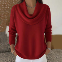 Effortless draped collar relaxed knit sweater