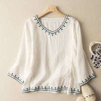 Mary™ | Pattern V-Neck Blouse
