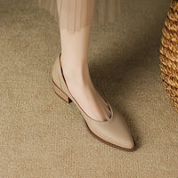 Cora | Women's Pointed Toe Block Heel Pumps Slip On Mid Heel Shoes