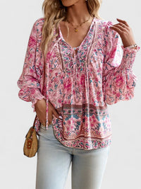 Sienna | Women's Floral Boho Blouse V-Neck Puff Sleeve Top