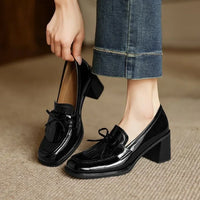 Vivienne | Women's Tassel Loafer Pumps Block Heel Round Toe Heels