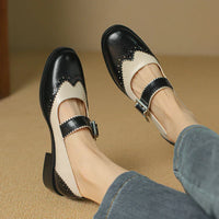 Stylish two tone brogue T strap mary janes