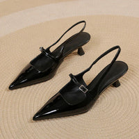 Refined pointed toe slingback kitten heels