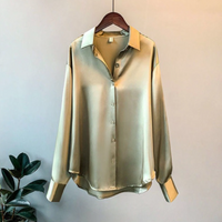 Stylish loose fit button down blouse shirt top