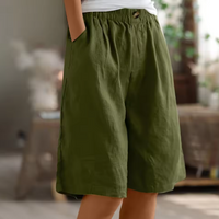 Relaxed elastic waist bermuda shorts