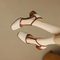 Piper | Women's T-Strap Block Heel Shoes Square Toe Mid Heel Pumps