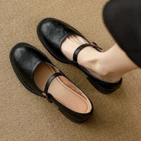 Refined single strap mary janes low block heels
