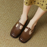 Wren | Women's T-Strap Mary Jane Shoes Square Toe Low Block Heel