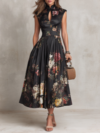 Elegant pleated A line midi dress
