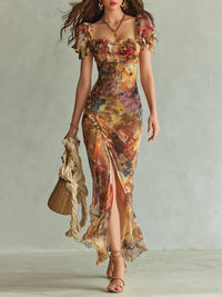 Effortless boho floral print maxi summer dress