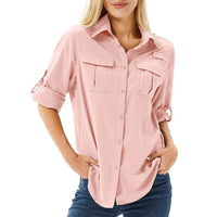 Trek | Women's UPF 50 Long Sleeve Hiking Shirt Roll-Up Safari Shirt