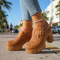 Florian | Women's Platform Cutout Block Heel Clogs