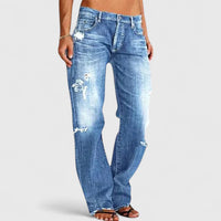Sadie | Women's Low Rise Distressed Straight Leg Jeans