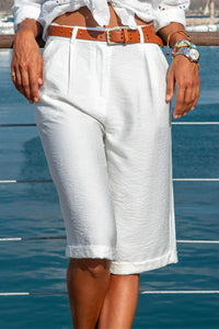 Sonara | Women's High Waist Pleated Bermuda Shorts