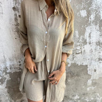 Funa | Women's Two-Piece Button-Up Shirt and Pants Set